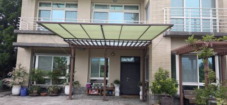 Sail Shade in Courtyard Greenery